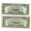 Image 2 : 1953 $5 Silver Certificate Currency Lot of 2