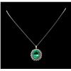Image 2 : GIA Cert 15.36ct Emerald and Diamond Pendant With Chain - 14KT White Gold