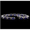 Image 3 : 23.22ctw Blue Sapphire and Diamond Bracelet - 14KT White Gold