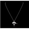 Image 2 : 14KT White Gold Diamond and Enamel Pendant With Chain