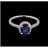 Image 2 : 1.60ct Sapphire and Diamond Ring - 18KT White Gold
