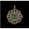 Image 1 : 0.69ctw Emerald and Diamond Pendant - 18KT Yellow Gold