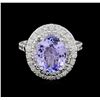 Image 2 : 3.06ct Tanzanite and Diamond Ring - 14KT White Gold