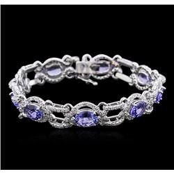 14KT White Gold 9.85ctw Tanzanite and Diamond Bracelet