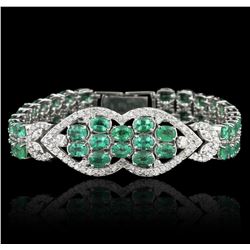 14KT White Gold 22.00ctw Emerald and Diamond Bracelet