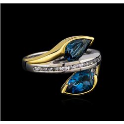 Crayola 2.60ctw Blue Topaz and White Sapphire Ring - .925 Silver