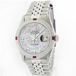 Rolex Stainless Steel 1.00ctw Diamond and Ruby DateJust Men's Watch