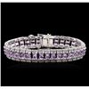 Image 1 : Crayola 10.34ctw Pink Amethyst Bracelet - .925 Silver