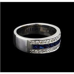 0.70ctw Sapphire and Diamond Ring - 14KT White Gold