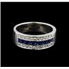 Image 2 : 0.70ctw Sapphire and Diamond Ring - 14KT White Gold