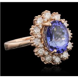 14KT Rose Gold 4.04ct Tanzanite and Diamond Ring