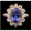 Image 2 : 14KT Rose Gold 4.04ct Tanzanite and Diamond Ring