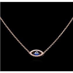 0.15ctw Diamond Evil Eye Necklace - 14KT Rose Gold