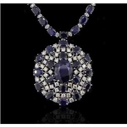 14KT White Gold 196.43ctw Sapphire Necklace