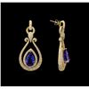 Image 2 : 14KT Yellow Gold 17.82ctw Tanzanite and Diamond Earrings