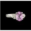 Image 1 : 2.91ct Kunzite and Diamond Ring - 14KT White Gold