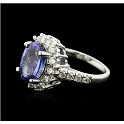 14KT White Gold 5.91ct Tanzanite and Diamond Ring