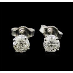 1.04ctw Diamond Stud Earrings - 14KT White Gold