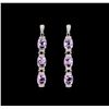 Image 1 : Crayola 15.60ctw Pink Amethyst and White Sapphire Earrings - .925 Silver
