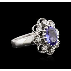 1.73ct Tanzanite and Diamond Ring - 14KT White Gold