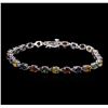 Image 1 : 10.35ctw Multi Color Sapphire Bracelet - 14KT White Gold