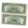 Image 2 : 1953 $5 Silver Certificate Currency Lot of 2