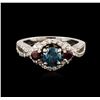 Image 2 : 14KT White Gold 1.03ctw Fancy Blue Diamond and Ruby Ring