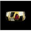 Image 2 : 0.81ct Tourmaline and Diamond Ring - 14KT Yellow Gold