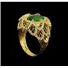 Image 4 : 3.67ct Tsavorite and Diamond Ring - 14KT Yellow Gold