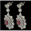 Image 2 : 14KT White Gold 4.32ctw Ruby and Diamond Earrings