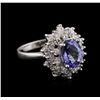 Image 1 : 14KT White Gold 2.03ct Tanzanite and Diamond Ring