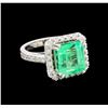 Image 1 : GIA Cert 4.61ct Emerald and Diamond Ring - 14KT White Gold