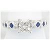 Image 1 : 1.22ctw Diamond and Sapphire Ring - 14KT White Gold