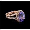 Image 1 : 4.01ct Tanzanite and Diamond Ring - 14KT Rose Gold