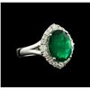 Image 1 : 3.58ct Emerald and Diamond Ring - 18KT White Gold