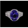Image 2 : 14KT White Gold 3.62ct Tanzanite and Diamond Ring