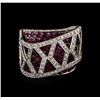 Image 2 : 11.16ctw Ruby and Diamond Ring - 18KT White Gold