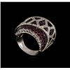 Image 4 : 11.16ctw Ruby and Diamond Ring - 18KT White Gold