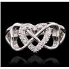 Image 2 : 14KT White Gold 0.27ctw Heart Diamond Ring