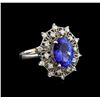 Image 1 : 3.96ct Tanzanite and Diamond Ring - 14KT White Gold