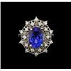 Image 2 : 3.96ct Tanzanite and Diamond Ring - 14KT White Gold