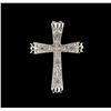 Image 1 : 0.05ctw Diamond Cross Pendant - 10KT White Gold