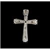 Image 2 : 0.05ctw Diamond Cross Pendant - 10KT White Gold