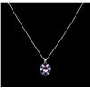 Image 2 : 14KT White Gold 2.65ct Tourmaline, Sapphire and Diamond Pendant With Chain