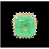 Image 2 : GIA Cert 11.71ct Emerald and Diamond Ring - 14KT Yellow Gold