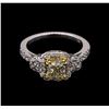 Image 2 : 1.67ctw Light Yellow Diamond Ring - 14KT White Gold