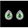 Image 1 : 3.20ctw Tsavorite and Diamond Earrings - 14KT White Gold