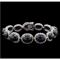 56.90ctw Blue Star Sapphire and Diamond Bracelet - 14KT White Gold