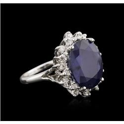 11.82ct Sapphire and Diamond Ring - 14KT White Gold