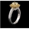 Image 3 : 18KT Two-Tone Gold 1.43ctw Fancy Light Yellow Diamond Ring